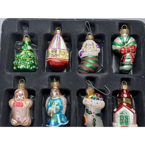 Designers Studio Blown Glass Christmas Ornament Set of 12 Santa/Boy/tree etc. - Picture 8 of 12
